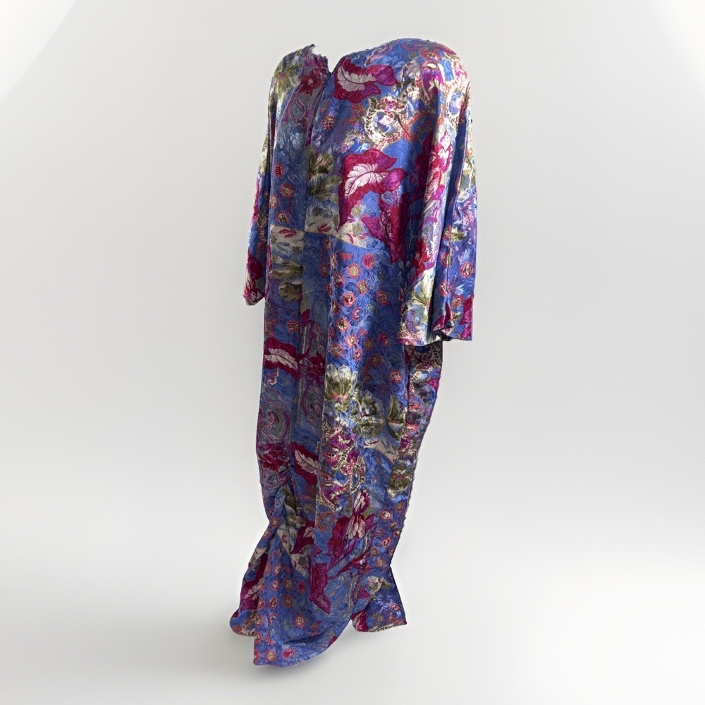 Vintage Cypress Studio Patchwork Floral Caftan Robe Tag Made in USA FLAW